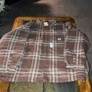 Carhartt Relaxed Fit Flannel Sherpa-Lined Shirt Jac Men 4XL Burnt Siena color